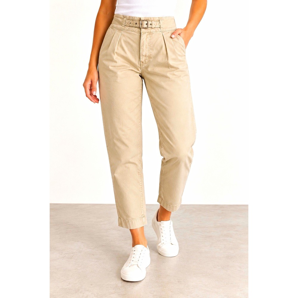 MOTHER The Buckled Up Huffy Flood Trouser Sand Beige High Rise Size 27